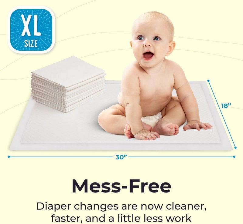 Peekapoo X-Large (30"x18") Disposable Changing Pads for Baby – Portable Changing Pad Liners for Mess Free Travel, Ultra Absorbent, Waterproof and Super Soft, 50 Count - Image 2